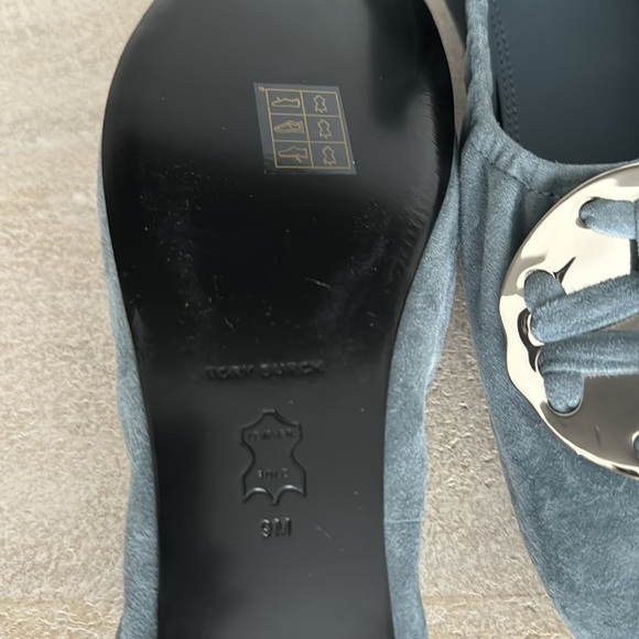 TORY BURCH Woven Double T Suede Ballet Shoes Flats Color: Rainwater Size: 9 - Picture 5 of 5